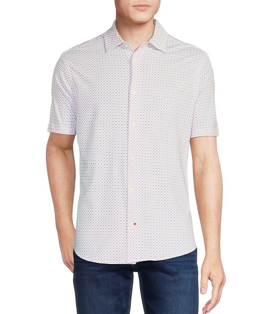 Cremieux Blue Label Stretch Jersey Printed Short Sleeve Coatfront Shirt Product Image
