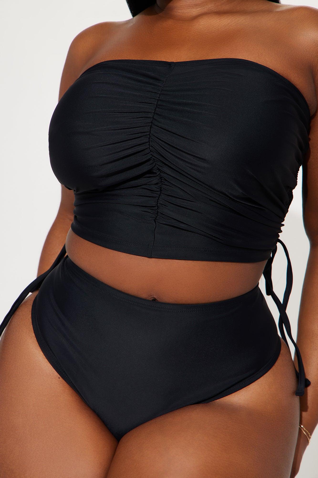 Bea Ruched Bandeau Tankini 2 Piece Bikini - Black Product Image