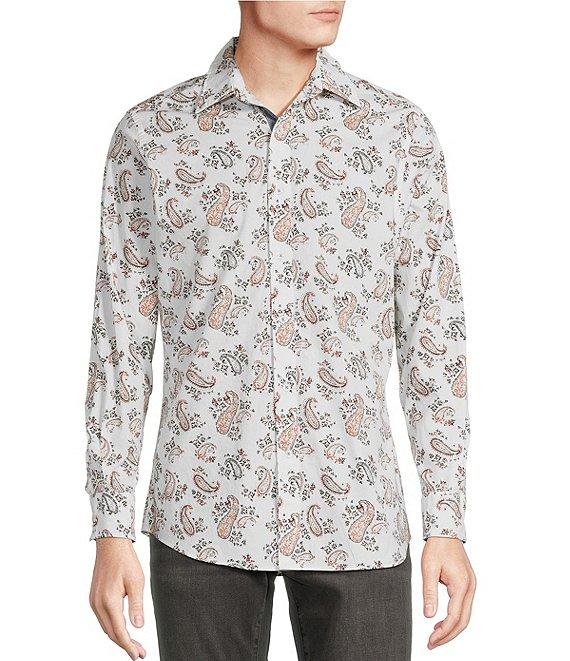 Cremieux Premium Denim Small Light Paisley Print Stretch Long Sleeve Woven Shirt Product Image