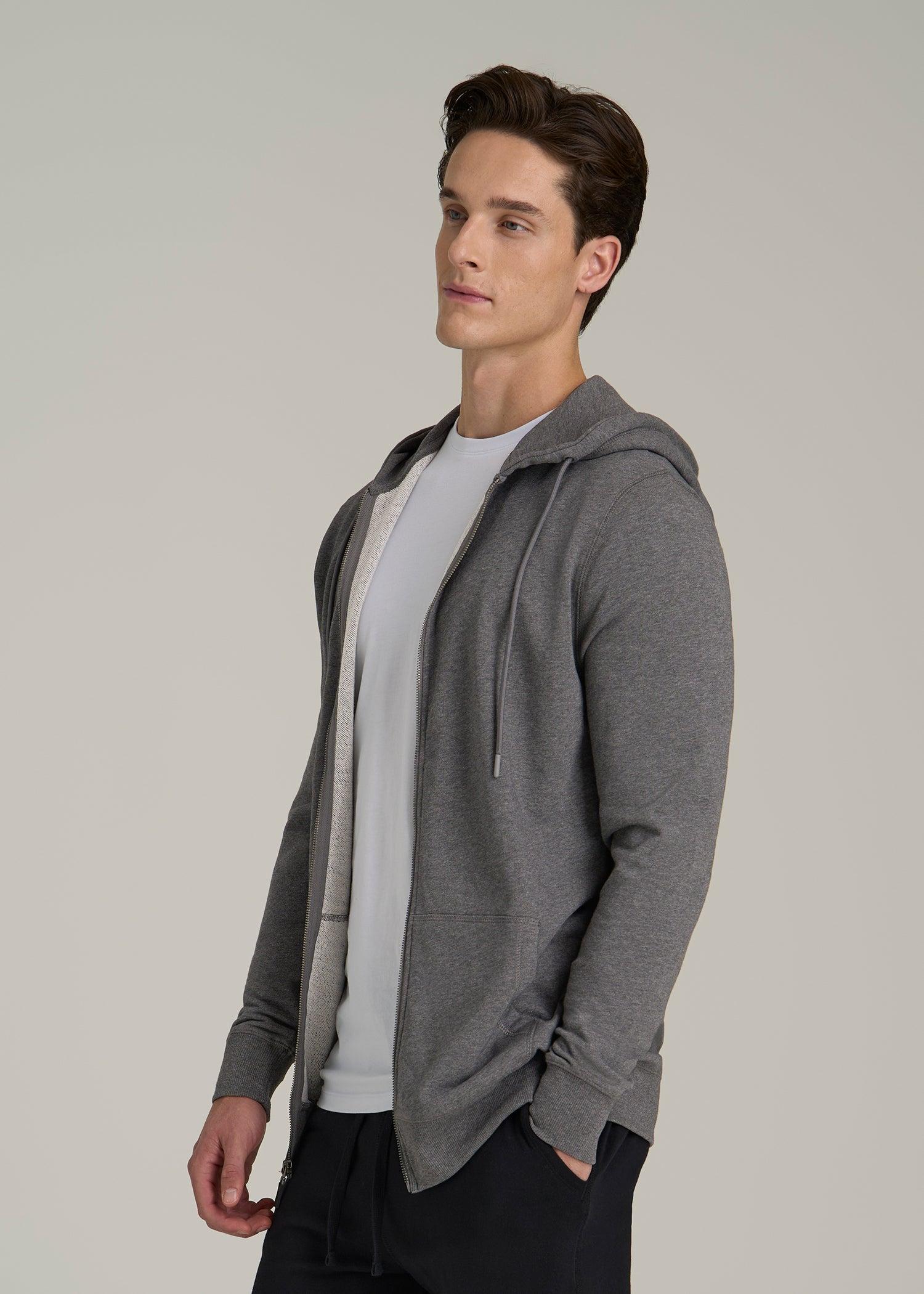 Wearever French Terry Full-Zip Hoodie for Tall Men in Charcoal Mix Male Product Image