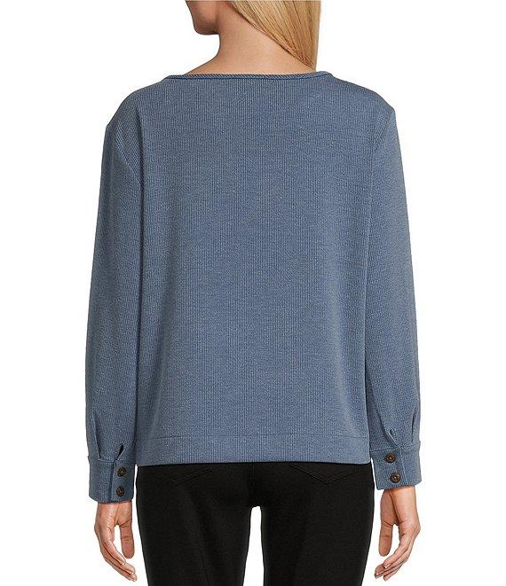 Westbound Long Sleeve Button Cuff Crew Neck Pocket Top Product Image