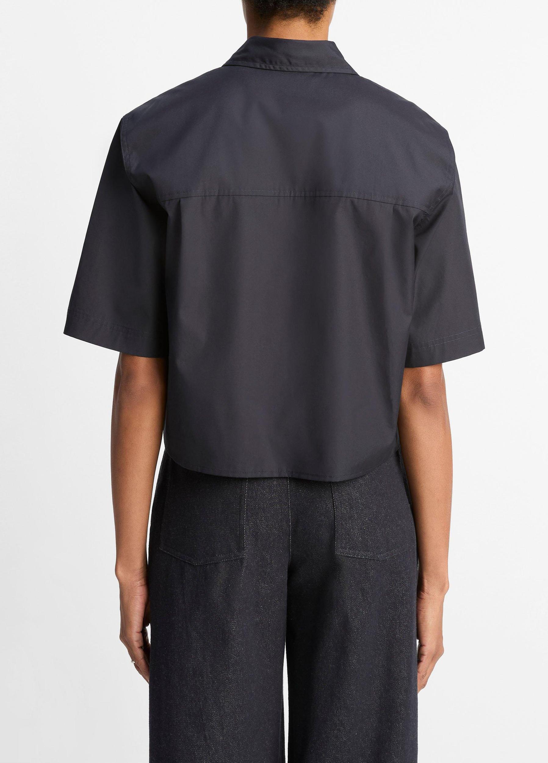 Cotton Short-Sleeve Cropped Shirt Product Image