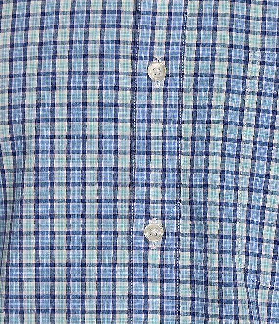 Gold Label Roundtree & Yorke Slim Fit Non-Iron Short Sleeve Small Plaid Pattern Sport Shirt Product Image