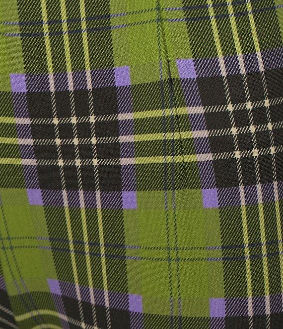 Slim Factor by Investments Ponte Knit Bright Chartreuse Plaid No Waist Leggings Product Image