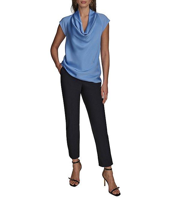 Donna Karan Mixed Media Cowl Neck Cap Sleeve Top Product Image