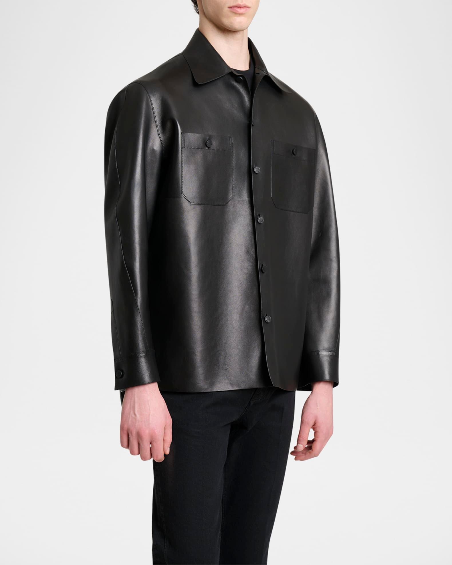 Men's Tonal Leather Overshirt  Product Image