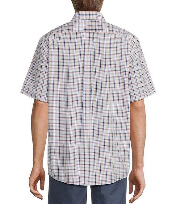Roundtree & Yorke Short Sleeve Small Plaid Poplin Sport Shirt Product Image