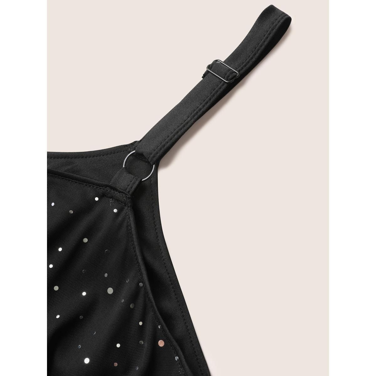 Plus Size Sequin Mesh Adjustable Straps Belted Maxi Dress Black Women Cocktail Non Sleeveless Curvy BloomChic 14-16/1X Product Image