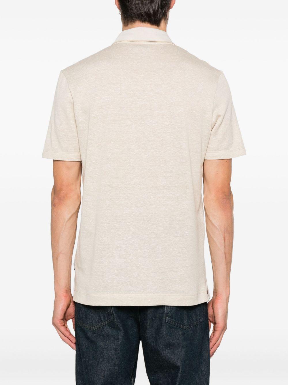 button-fastening linen-blend polo shirt Product Image