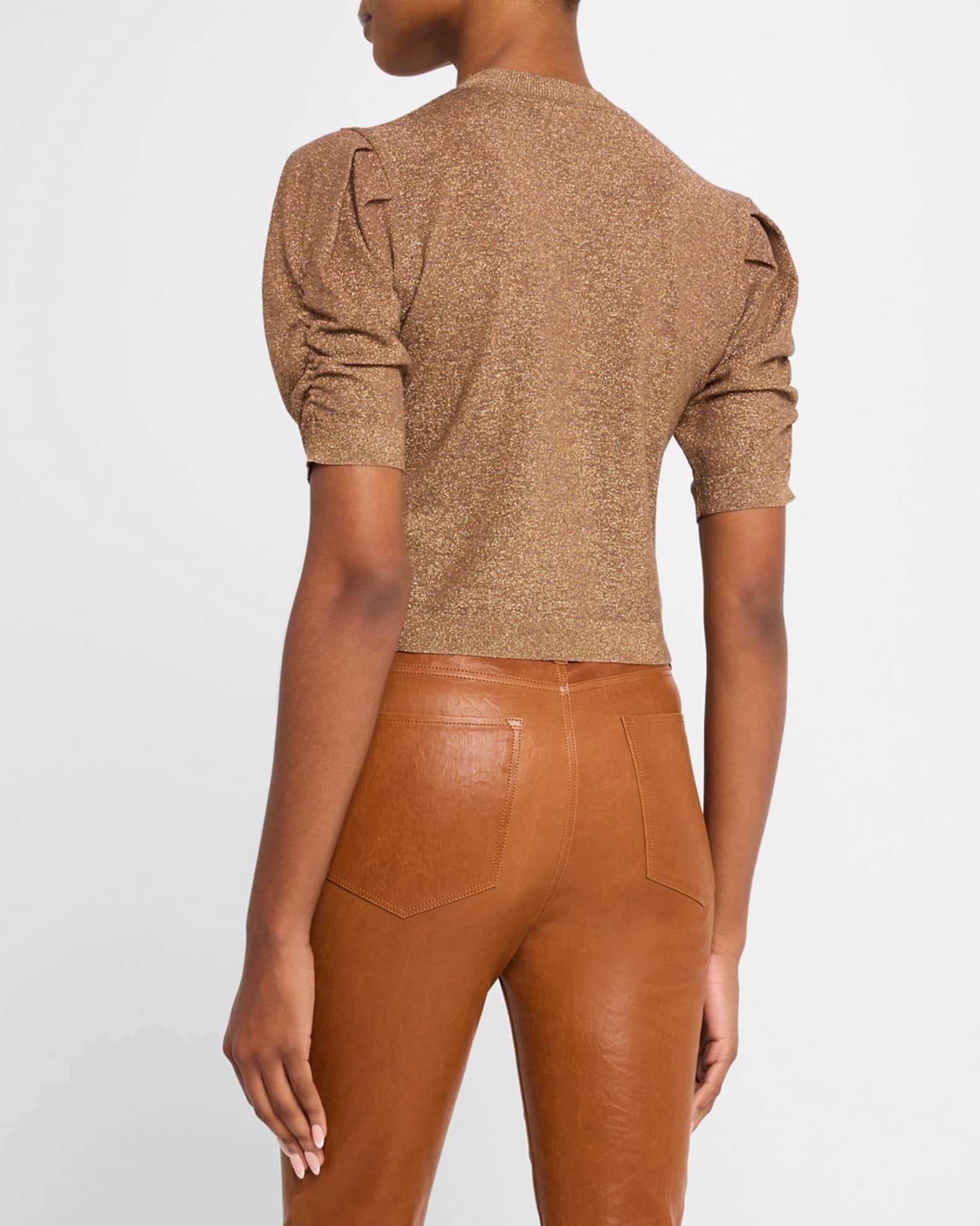 Sparkly Ruched-Sleeve Sweater Product Image