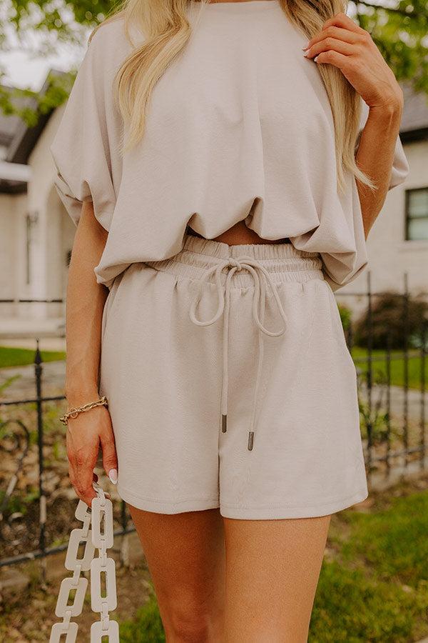 Everyday Chic High Waist Shorts in Taupe Product Image