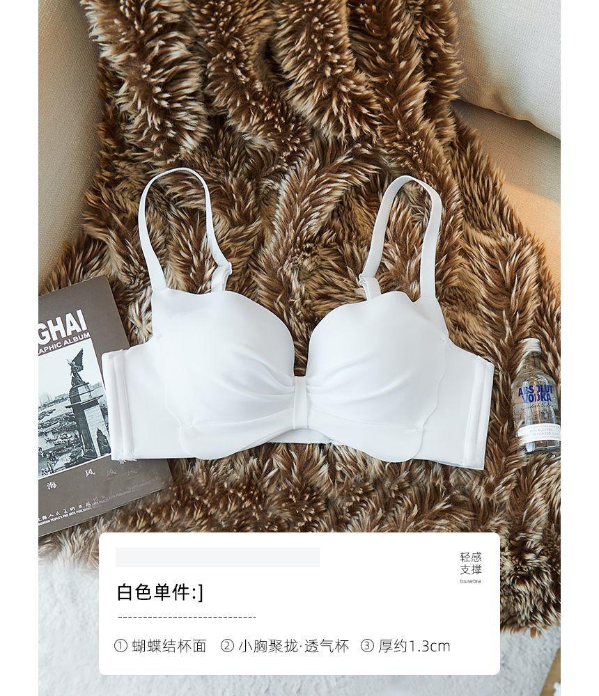 Plain Ruched Push Up Wireless Bra / Panty / Set Product Image