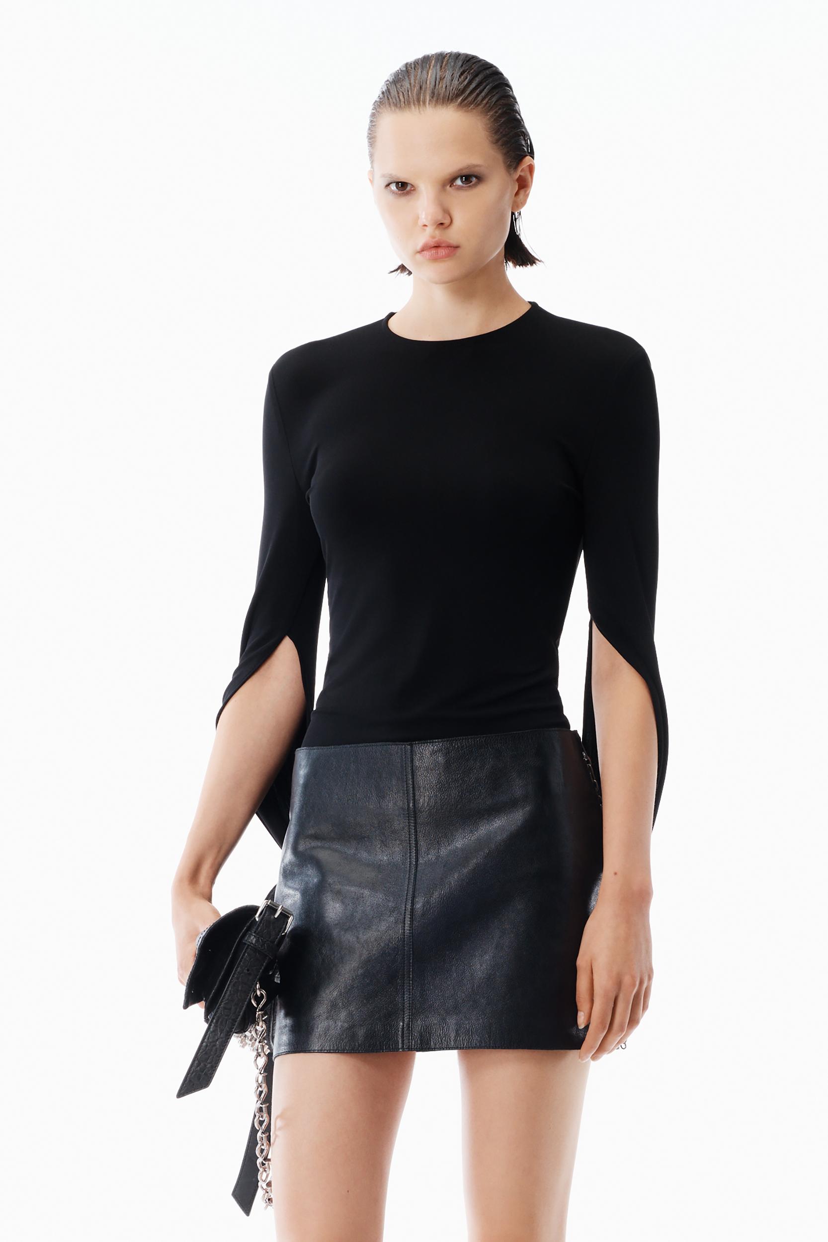 Drape Back Long Sleeve Top In Matte Jersey Product Image