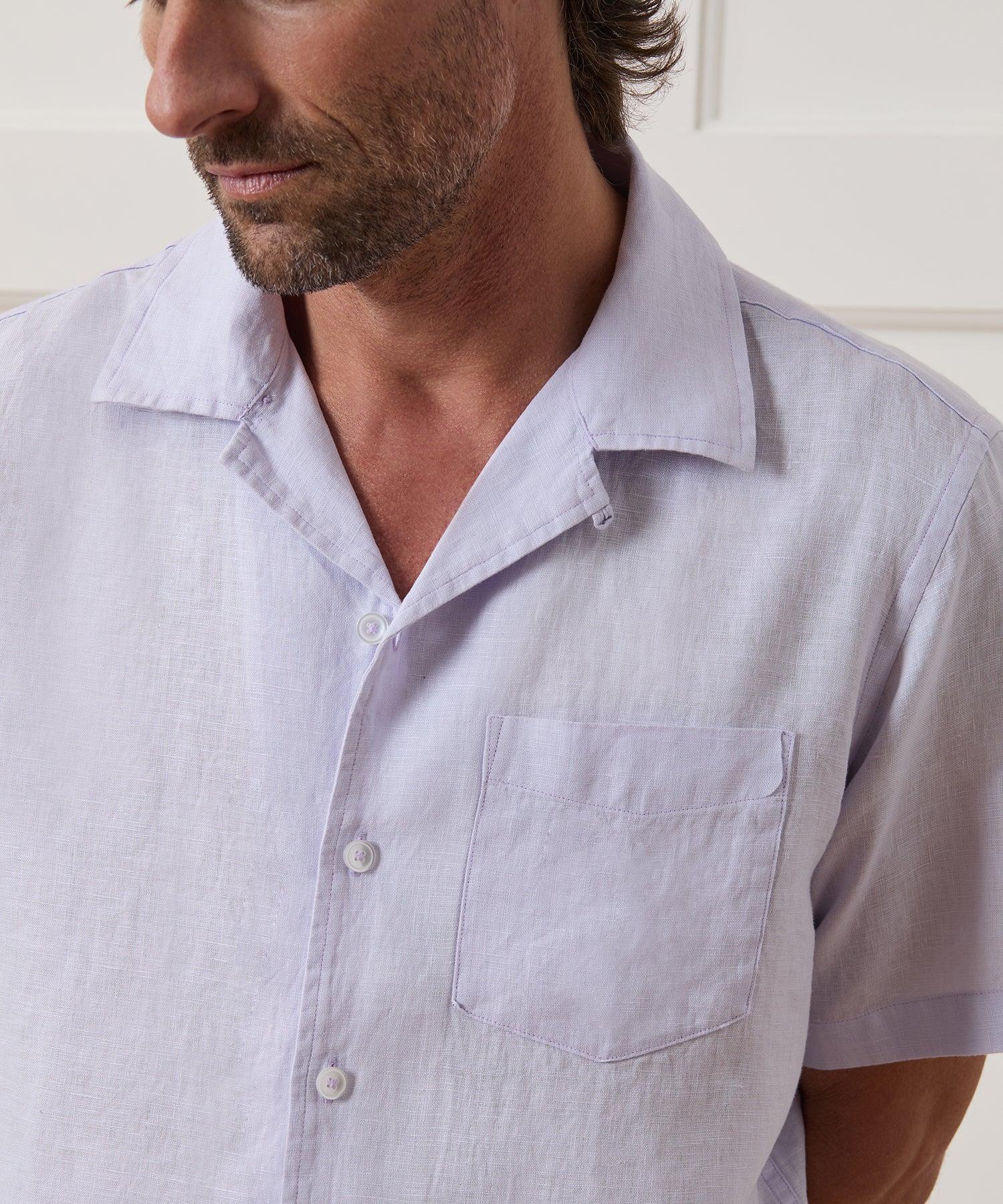 Cropped Sea Soft Irish Linen Camp Collar Shirt Product Image