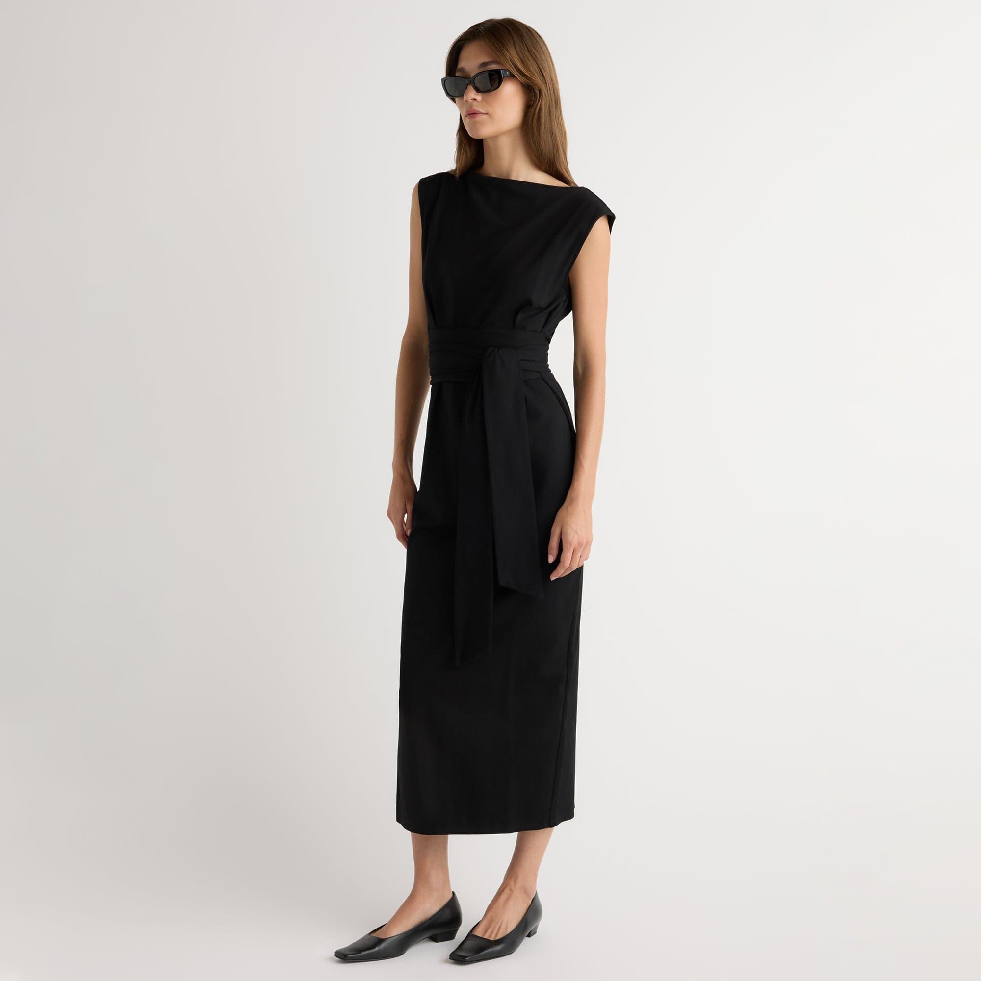 Edina Tie-Front Slit-Neck Dress Product Image