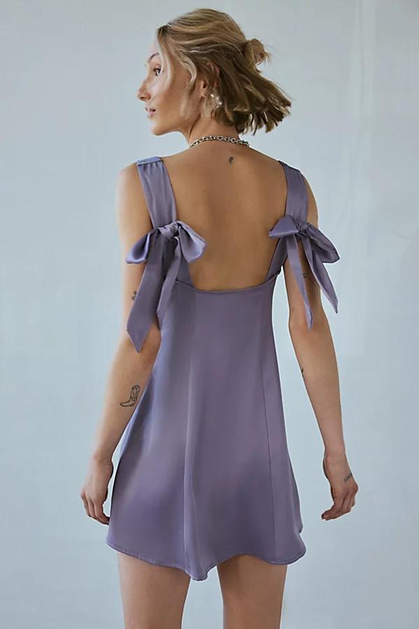 Urban Outfitters UO Bri Double Bow Satin Mini Dress Womens at Urban Outfitters Product Image