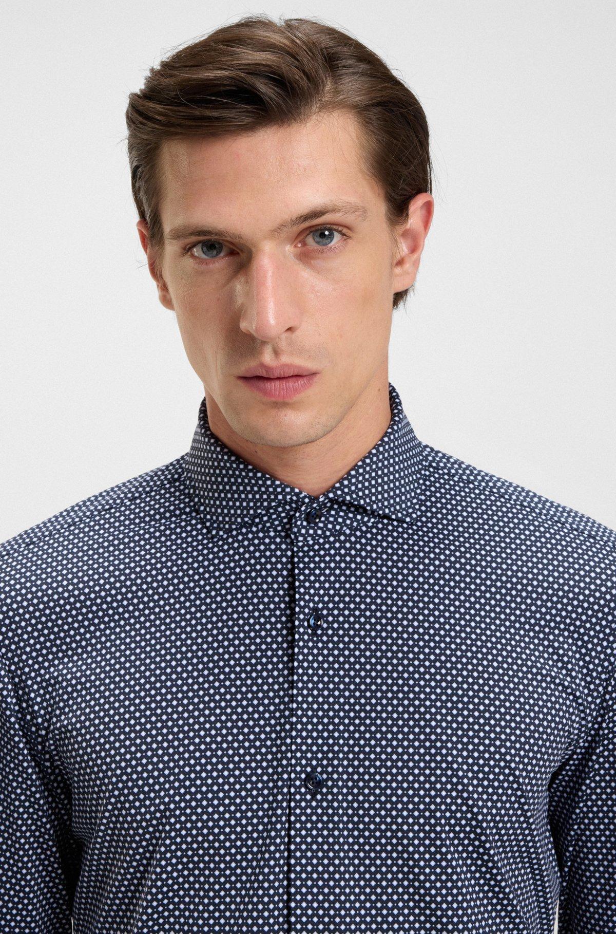 Printed slim-fit shirt in Italian-made performance-stretch jersey Product Image