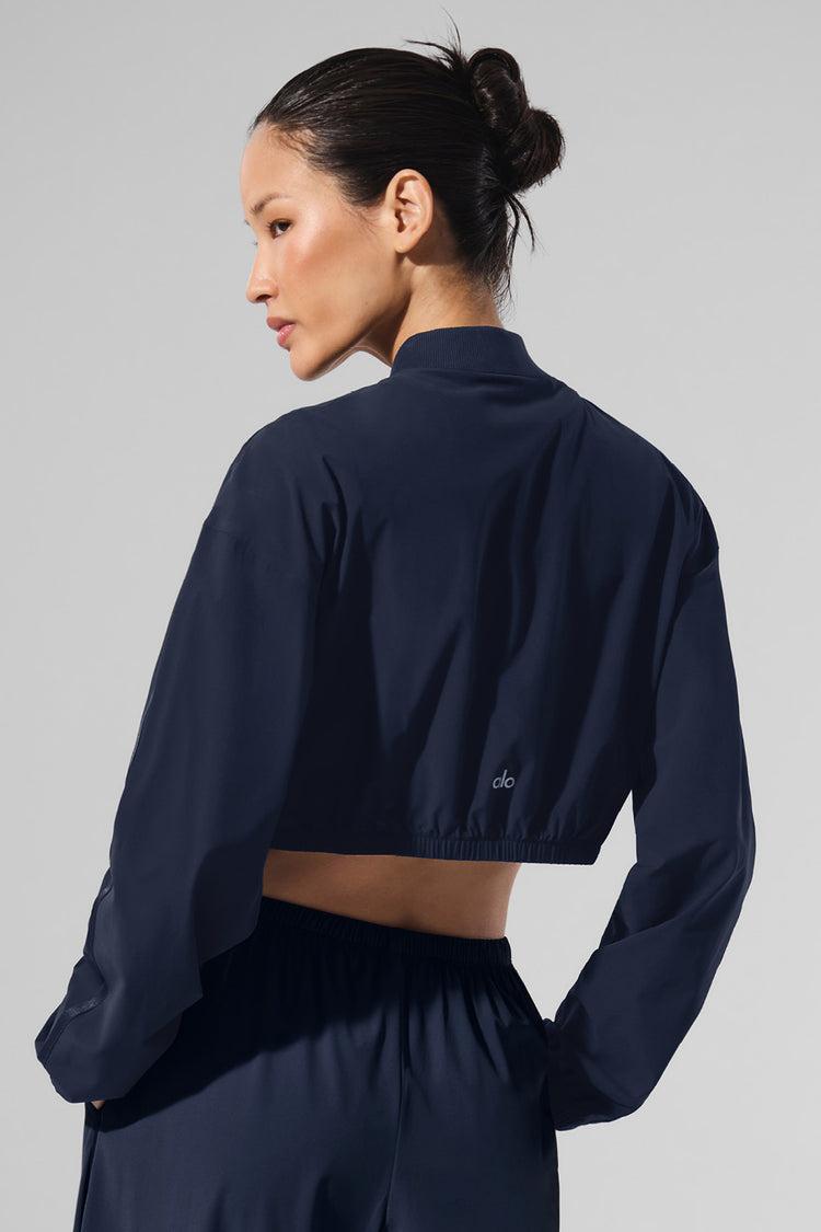 Cropped Breezy Full-Zip Cover Up - Navy Product Image