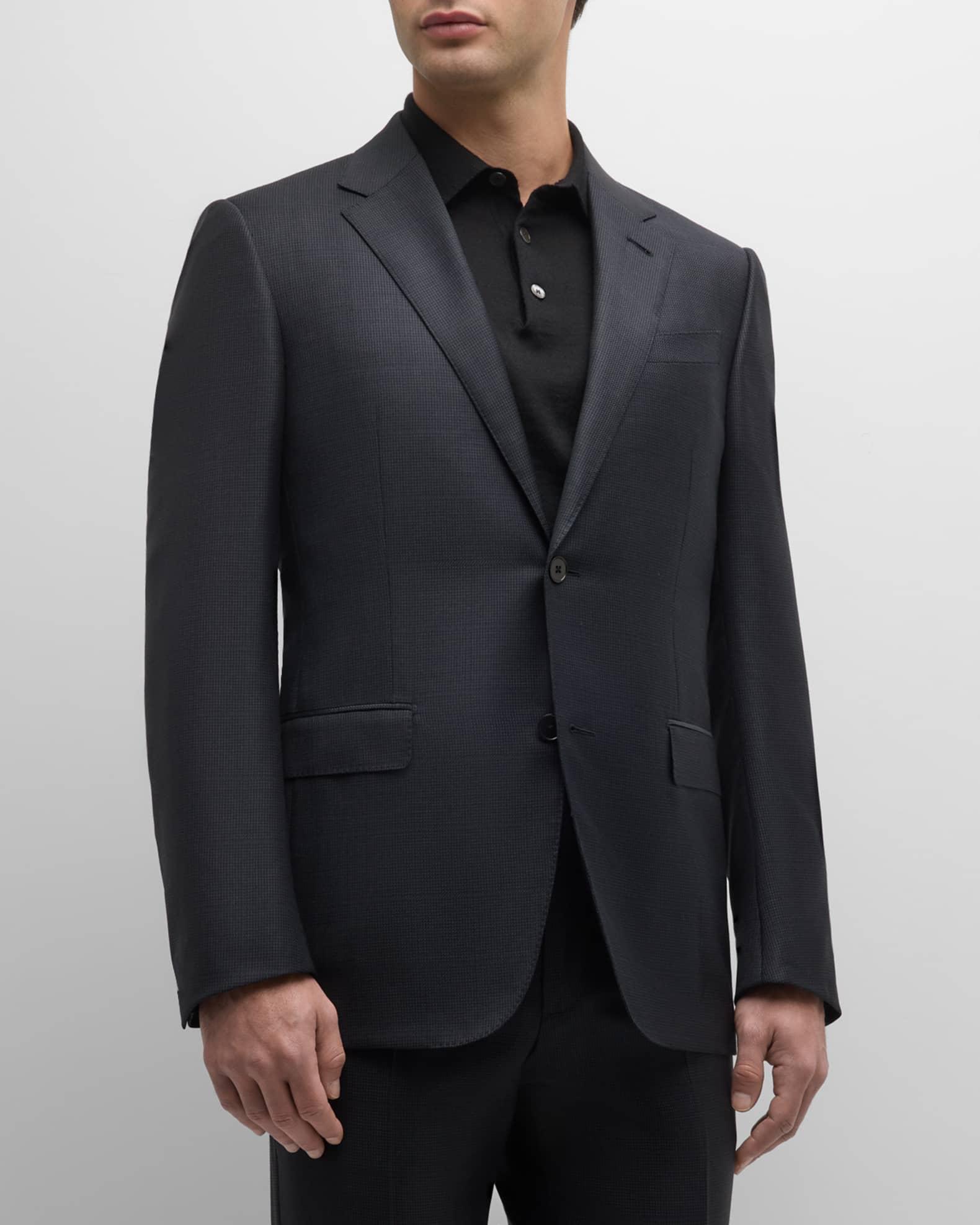 Men's Tonal Plaid Wool Suit Product Image