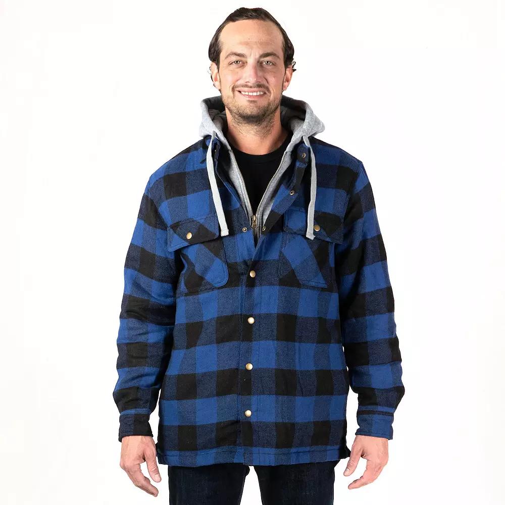 Men's Sonoma Goods For Life® Flannel Hooded Shirt Jacket, Size: XL, Buffalo Blue Product Image