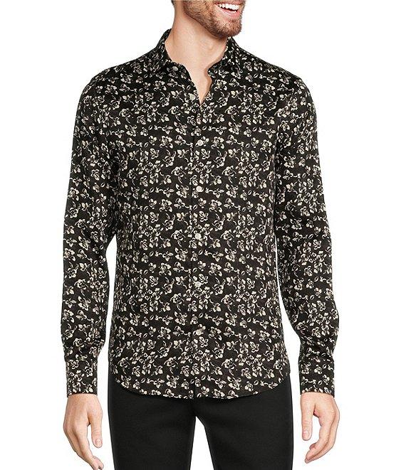 Murano Slim Fit Floral Sateen Long Sleeve Woven Shirt Product Image
