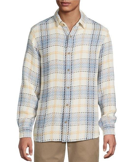 Rowm Long Sleeve Herringbone Medium Plaid Woven Shirt Product Image
