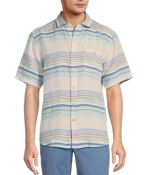 Tommy Bahama Sand Horizon View Linen Blend Short Sleeve Woven Shirt Product Image