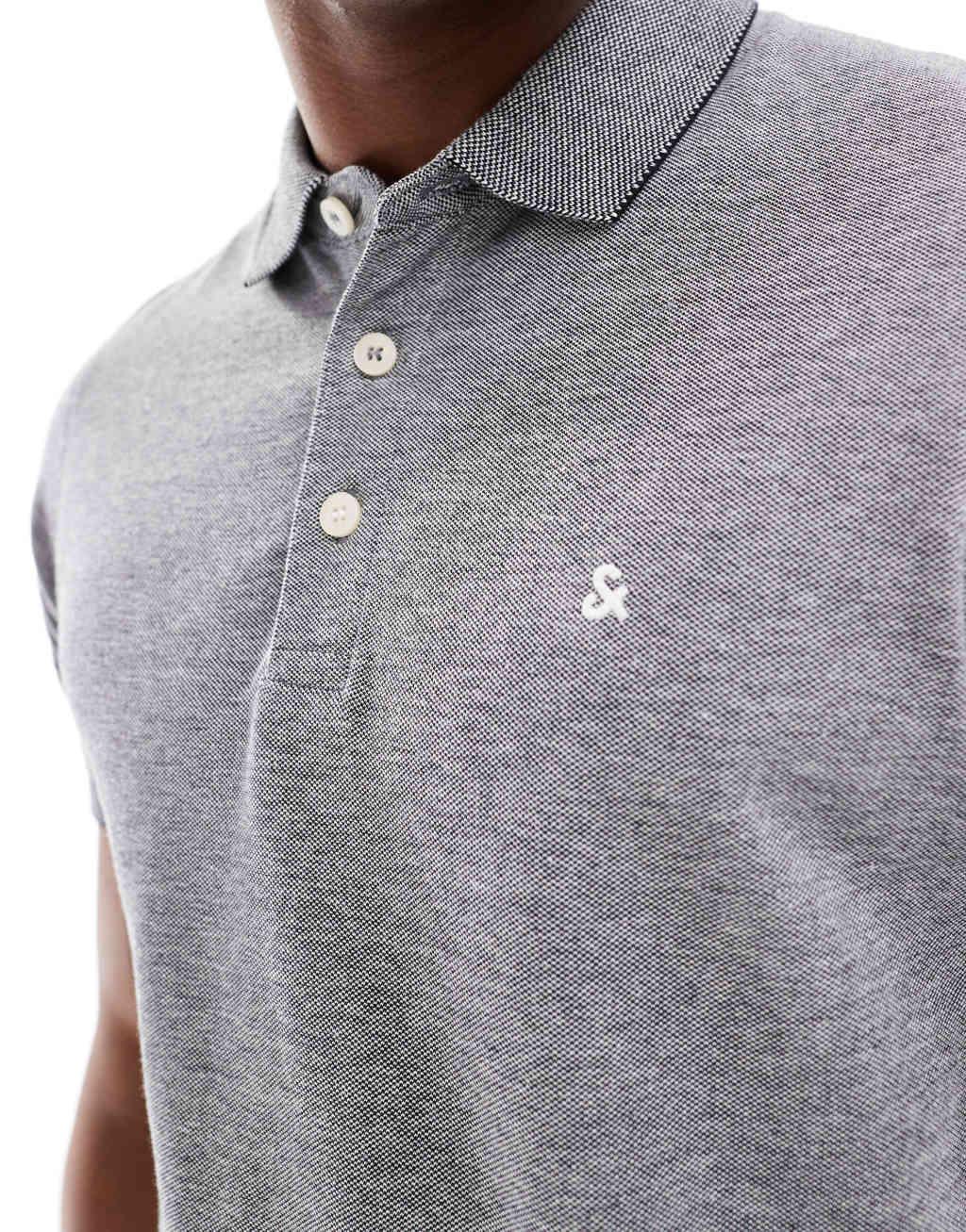 Jack & Jones pique polo in gray Product Image