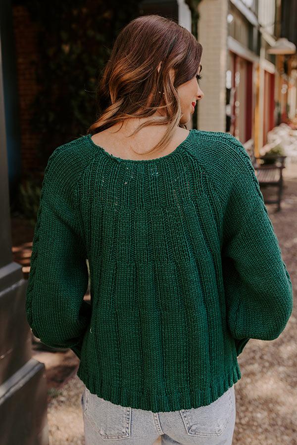 Cabin Parkway Cable Knit Sweater in Hunter Green Product Image