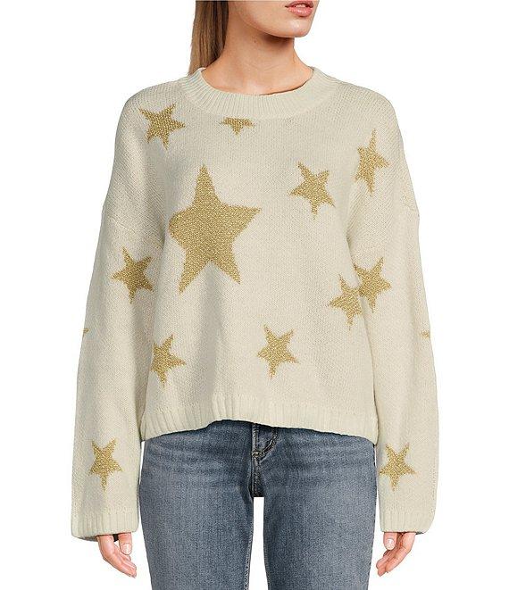 Takara Long Sleeve Crewneck Allover Printed Star Sweater Product Image