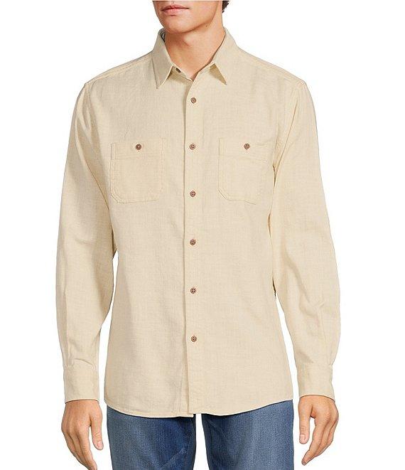 Rowm Long Sleeve Solid Slub Button Front Woven Shirt Product Image