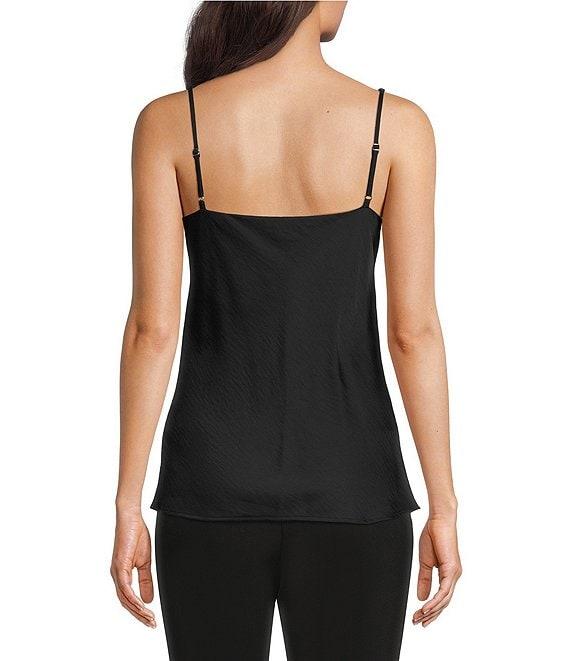 KARL LAGERFELD PARIS Solid Cowl Neck Sleeveless Hardware Strap Detail Tank Product Image