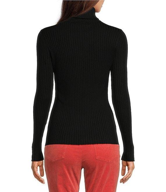 J.McLaughlin Arlette Solid Ribbed Knit Long Sleeve Turtleneck Sweater Product Image