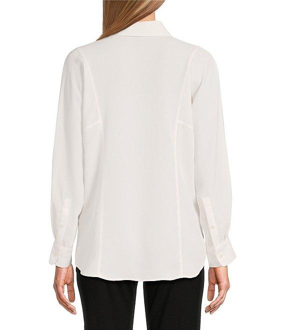 Investments Dolman Long Sleeve Button Front Point Collar Blouse Product Image