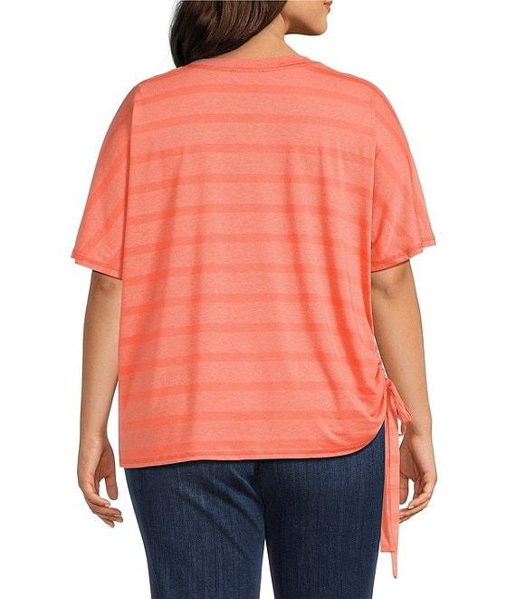 Westbound Plus Size Short Sleeve V-Neck Side Tie Top Product Image