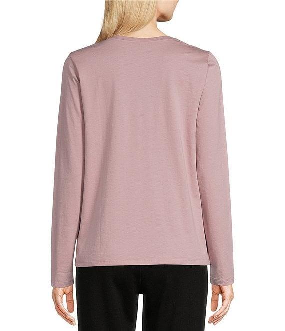 Eileen Fisher Organic Pima Cotton Jersey Crew Neck Long Sleeve Tee Shirt Product Image
