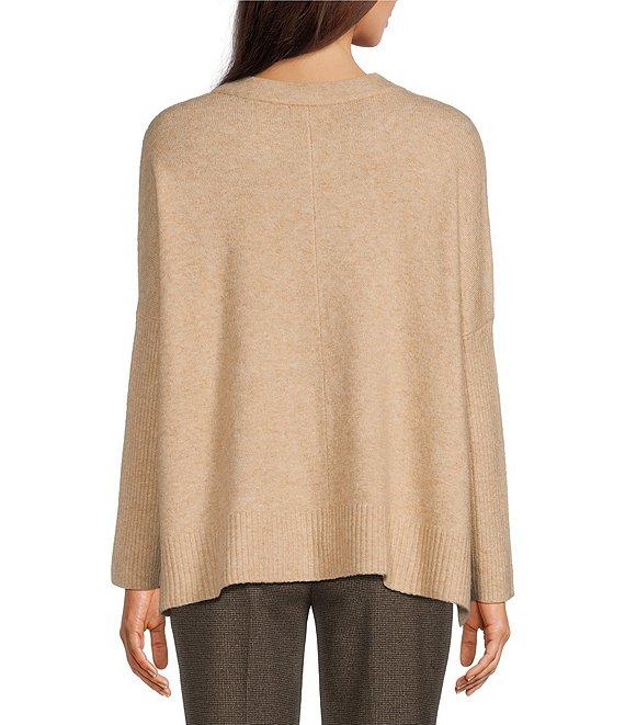 Calvin Klein Cable Knit Crew Neck Long Sleeve Poncho Product Image