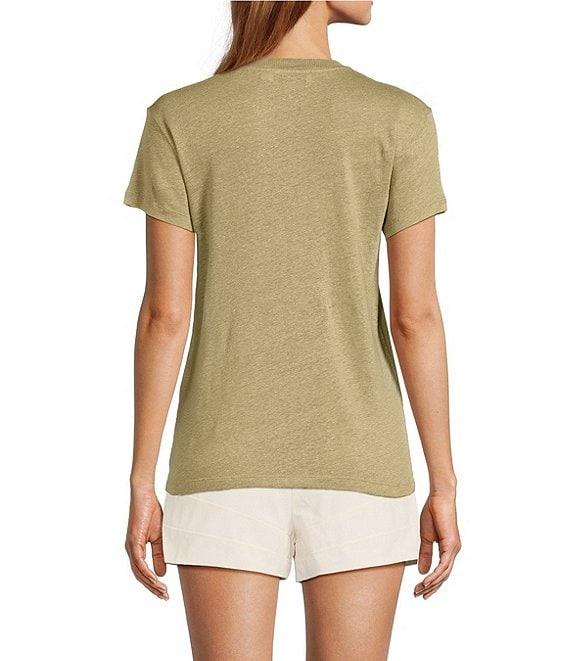 IRO Woven Linen Third Crew Neck Short Sleeve Tee Shirt Product Image