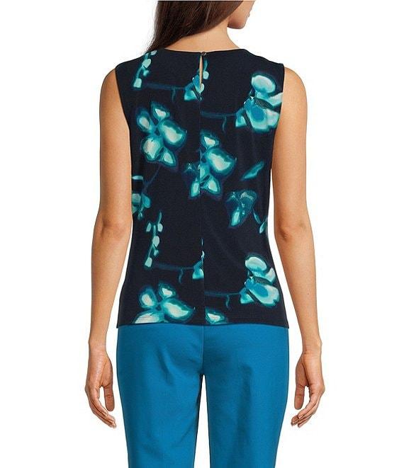 Calvin Klein Floral Sleeveless Pleat Neck Cami Product Image