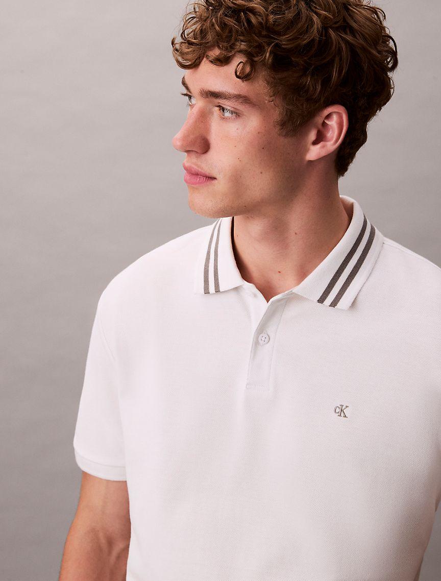 Monogram Logo Pique Tipped Classic Polo Shirt Product Image