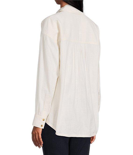 Westbound Woven Collared Oversized Long Sleeve Top Product Image
