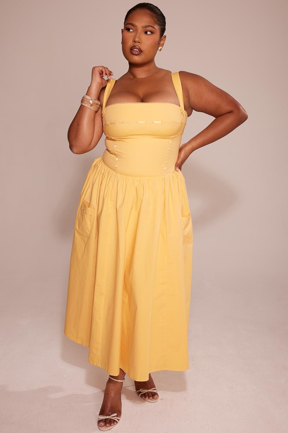 Vivien  apricot cotton midi sundress Product Image