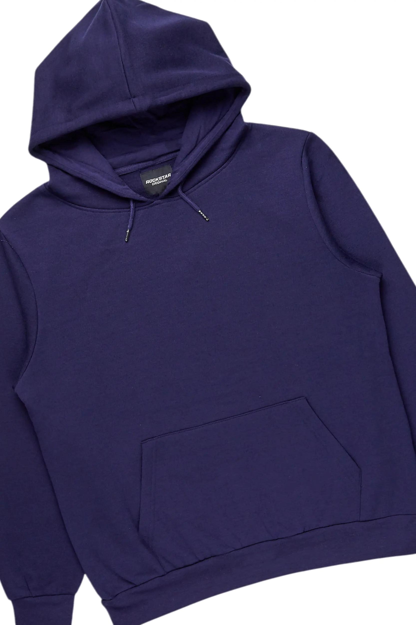 Basic Navy Hoodie/Stacked Flare Track Set Male Product Image