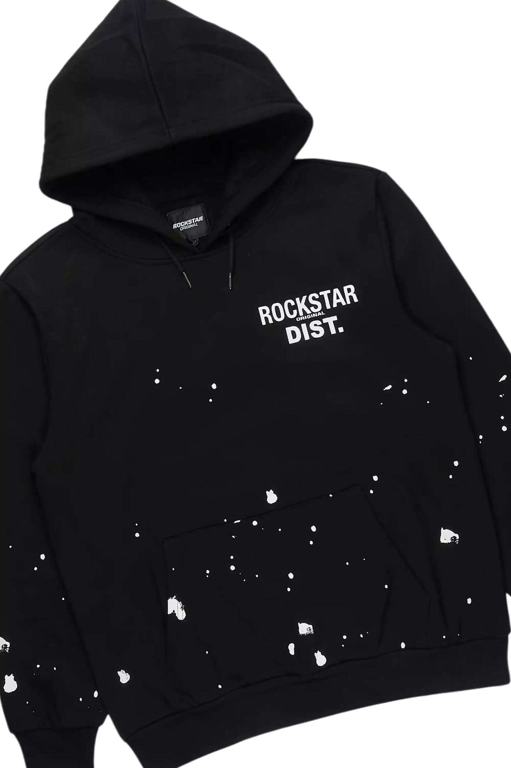 Raffer Black/White Hoodie/Super Stacked Flare Pant Set Male Product Image