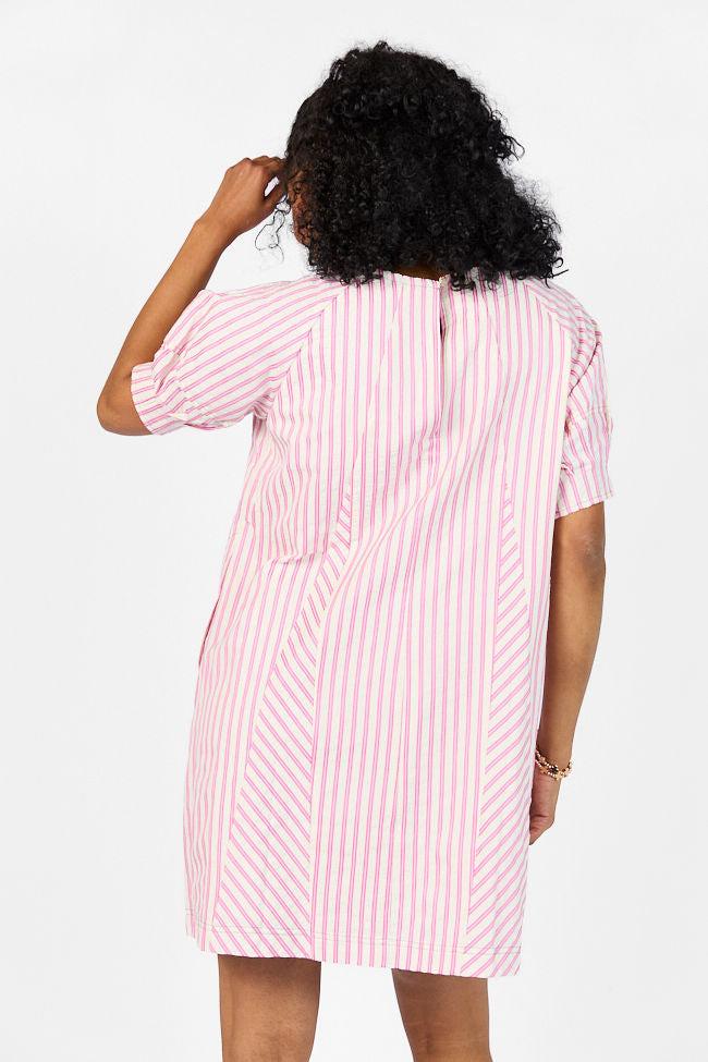 Set Free Pink Striped Panel Mini Dress FINAL SALE Product Image