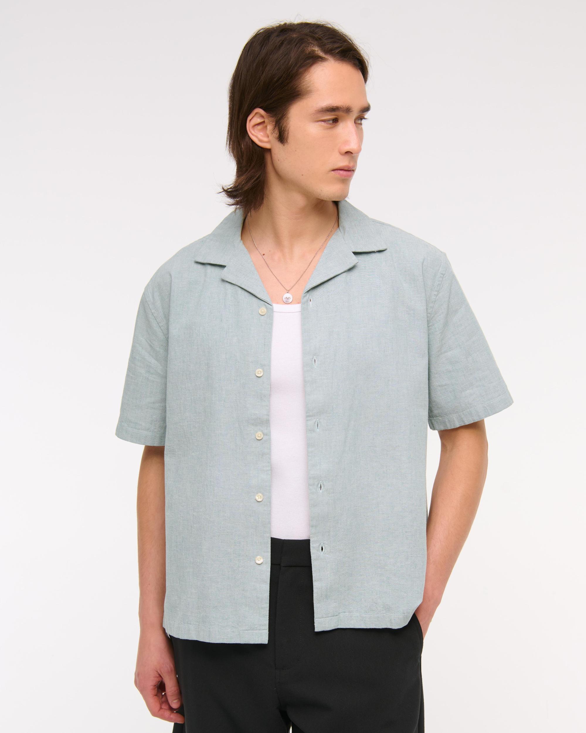 Camp Collar Summer Linen-Blend Shirt Product Image