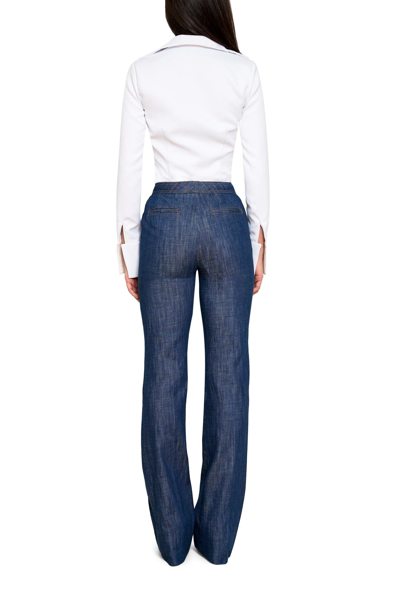 High Waisted Wide Leg Denim Trousers Product Image