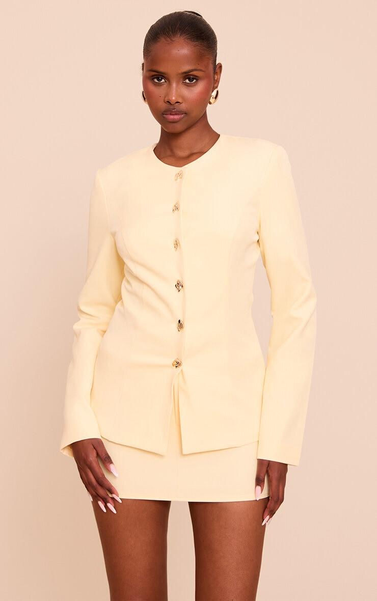 Butter Yellow Cinched Waist Shirt Product Image