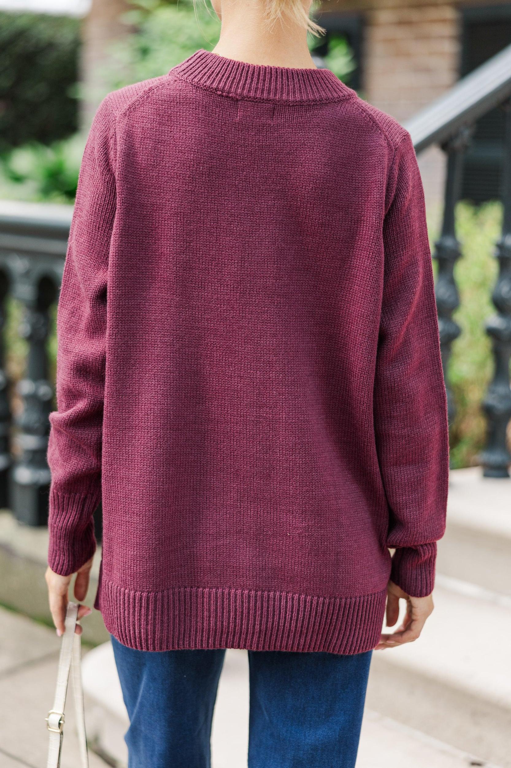 The Slouchy Merlot Side Button Sweater Female Product Image