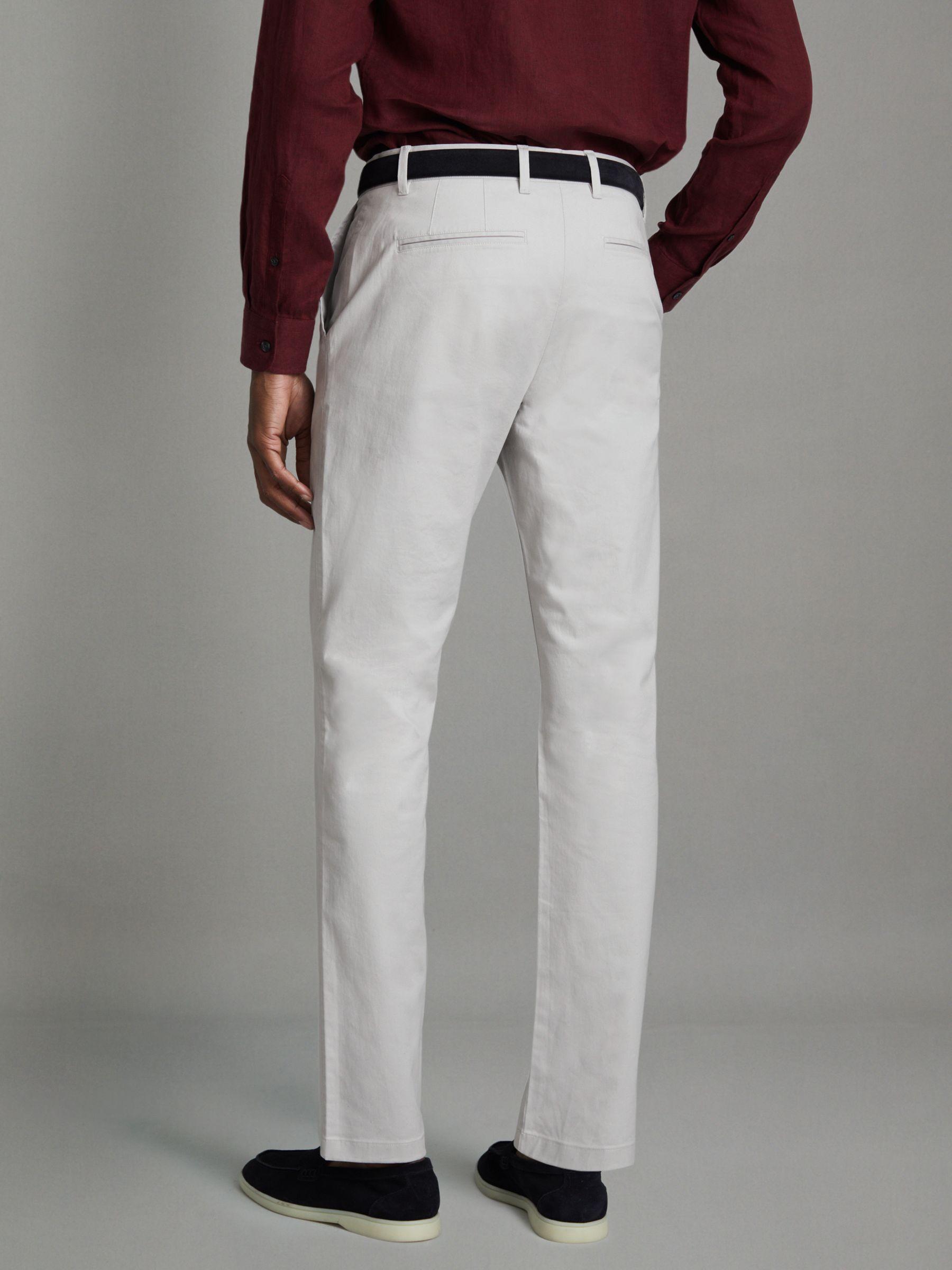 Slim Fit Washed Cotton Blend Chinos in Ice Grey Product Image